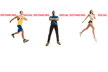 inscription social distancing for reminder with small group fitness, In public health, social distancing, also called physical distancing