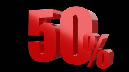 3d rendering of a sign 50 % sale