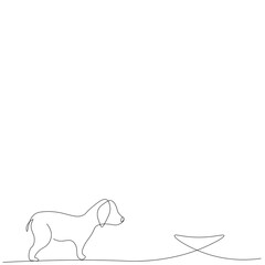 Dog silhouette line drawing vector illustration