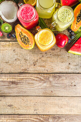 Assorted tropical fruit smoothies
