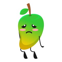 vector illustration of cute mango fruit expression or character tired sad. cute mango fruit Concept White Isolated. Flat Cartoon Style Suitable for Landing Page, Banner, Flyer, Sticker.