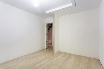 Empty unfurnished room with minimal preparatory repairs. interior with white walls