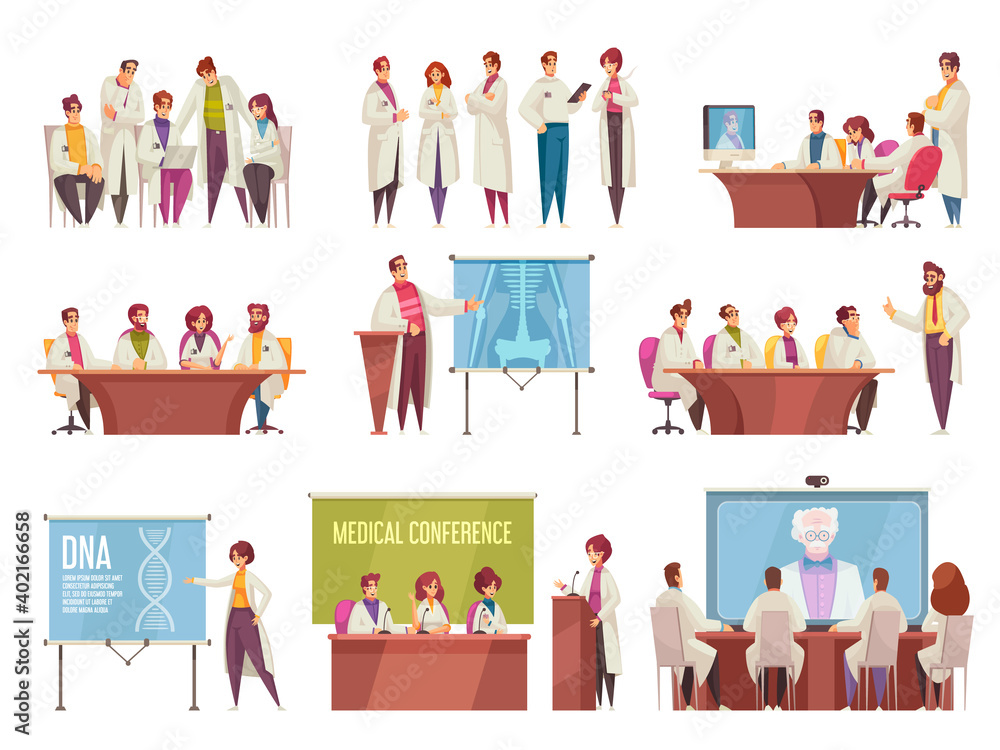 Canvas Prints medical conference icon set