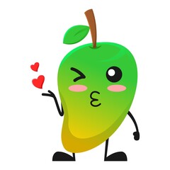 vector illustration of cute mango fruit valentine or character kiss love. cute mango fruit Concept White Isolated. Flat Cartoon Style Suitable for Landing Page, Banner, Flyer, Sticker.