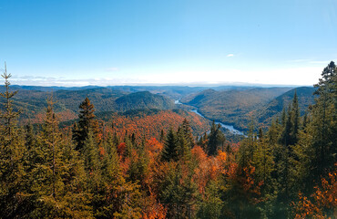 View of the Jacques Cartier parc in Quebec in Autumn