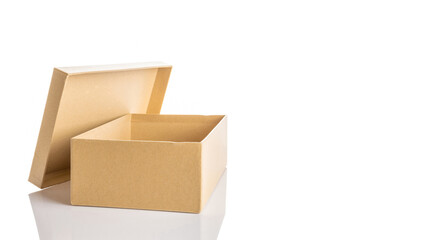 Carton box design. Brown cardboard package for shipping delivery isolated on white background. Carton delivery packaging, recycling brown boxes.