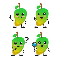 vector illustration of cute mango fruit have idea theme bundle set. cute mango fruit Concept White Isolated. Flat Cartoon Style Suitable for Landing Page, Banner, flyer, Sticker.