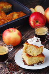 Freshly cooked apple pie with whipped creme