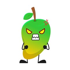 vector illustration of cute mango fruit expression or character angry. cute mango fruit Concept White Isolated. Flat Cartoon Style Suitable for Landing Page, Banner, Flyer, Sticker.