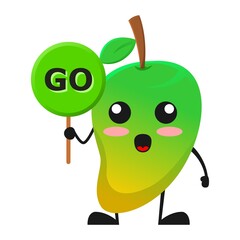 vector illustration of cute mango fruit choice or character sign go. cute mango fruit Concept White Isolated. Flat Cartoon Style Suitable for Landing Page, Banner, Flyer, Sticker.