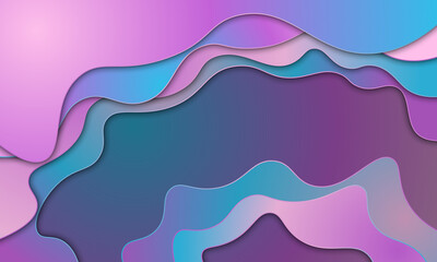 Abstract blue ,purple and pink gradient in paper cut style.