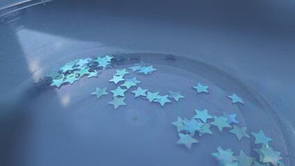 blue star crescent map with sun reflections backdrop