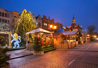 Holiday decorations of Coal Market (Targ Weglowy) square in Gdansk. Poland