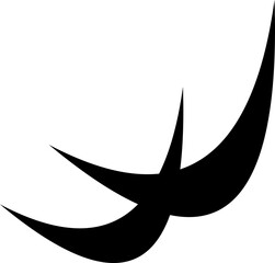 Flat black swallow design similar to letter W and boomerang weapon. Bird silhouette icon can  applied to logo of an institution or a program that is concerned with environmental issues or public corp