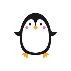 Cartoon penguin. Bird standing. Vector illustration.