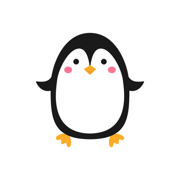 Cartoon penguin. Bird standing. Vector illustration.
