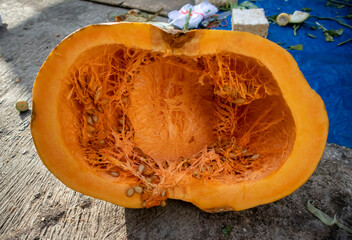 photo of the inside of a pumpkin