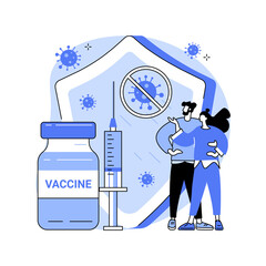 Coronavirus vaccine abstract concept vector illustration. News tracker, find and test vaccine, coronavirus vaccination program, medical laboratory team, scientific research abstract metaphor.