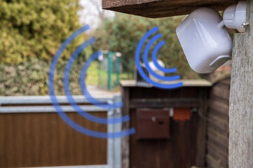 Smarte Überwachungskamera mit Wlan-Verbindung zur Sicherung in einer Cloud