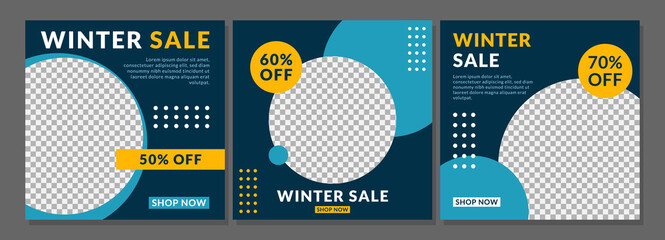 A collection of editable social media post template for online stores winter sale edition, very good for promoting a brand or product. Vector banner