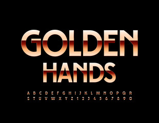 Vector luxury template Golden Hands. Premium Alphabet Letters and Numbers. Elegant chic Font