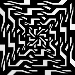 black and white symmetrical patterns.
