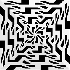 black and white symmetrical patterns.
