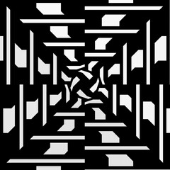 black and white symmetrical patterns.
