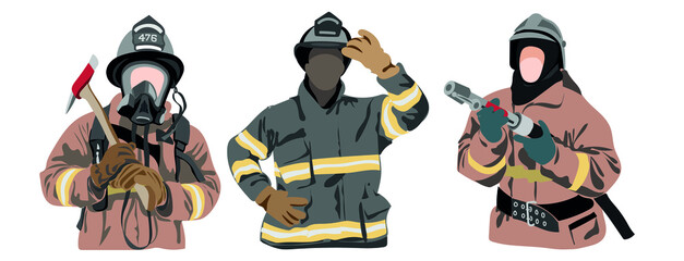 vector set of group of firefighters for your design