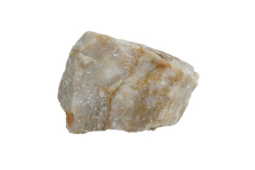 Quartzite rock stone isolated on white background. Quartzite is a nonfoliated metamorphic rock composed almost entirely of quartz.