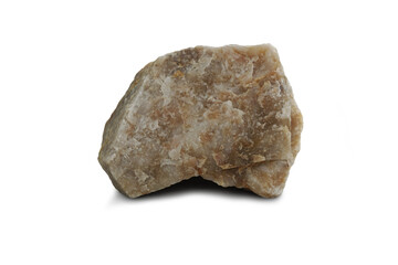 Quartzite rock stone isolated on white background. Quartzite is a nonfoliated metamorphic rock composed almost entirely of quartz.