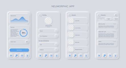 Naklejka na ściany i meble Neumorphic mobile app template.