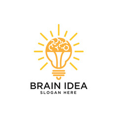 brain idea logo design illustration concept with idea icon vector template