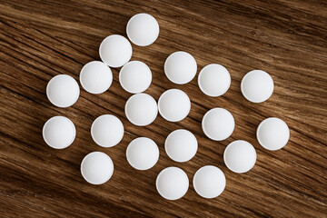 close-up of zinc citrate tablets. dietary concept. dietary supplement topview.