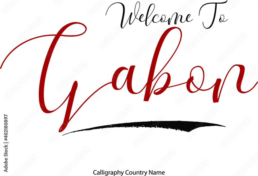 Poster welcome to gabon country name handwriting typography text typescript