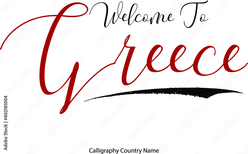 Poster welcome to greece country name handwriting typography text typescript