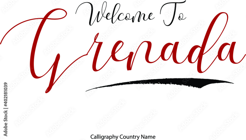 Fototapete welcome to grenada country name handwriting typography text typescript