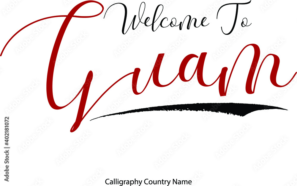 Poster welcome to guam country name handwriting typography text typescript
