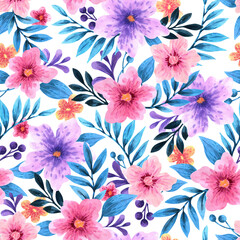 Seamless floral watercolor pattern.