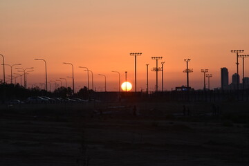 sunset over the city