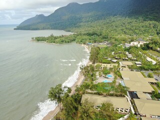 Creative Aerial Shots of the Santubong and Damai Beaches of Sarawak Malaysia, beside the South...