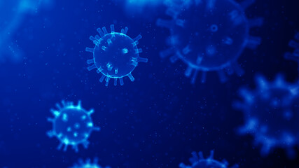 Covid-19 virus abstract illustration. Molecular background. Coronavirus render. 3d rendering