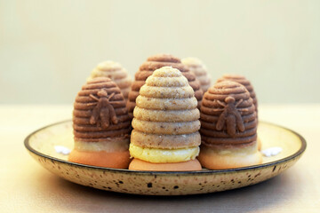 Wasp nests (beehives) cookies of two colours - light cookies with nuts, dark with cocoa