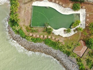 Creative Aerial Shots of the Santubong and Damai Beaches of Sarawak Malaysia, beside the South...