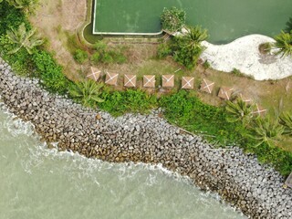 Creative Aerial Shots of the Santubong and Damai Beaches of Sarawak Malaysia, beside the South...