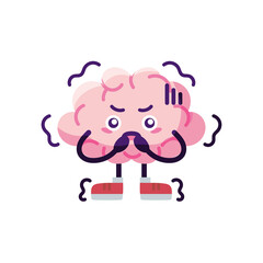 Isolated angry brain cartoon eating its nails - Vector illustration