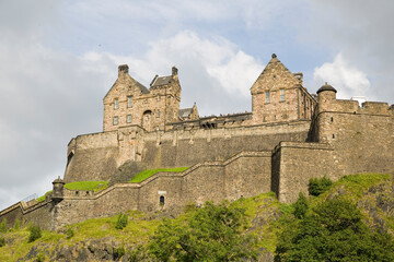 Edinburgh Castle, a historic fortress which dominates the skyline of Edinburgh, the capital city of Scotland.
