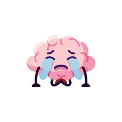 Isolated sad brain cartoon crying - Vector illustration