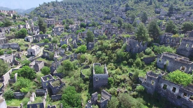 aerial ancient city kayakoy fethiye turkey 4k footage 