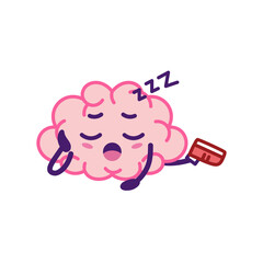 Isolated brain cartoon falling asleep - Vector illustration